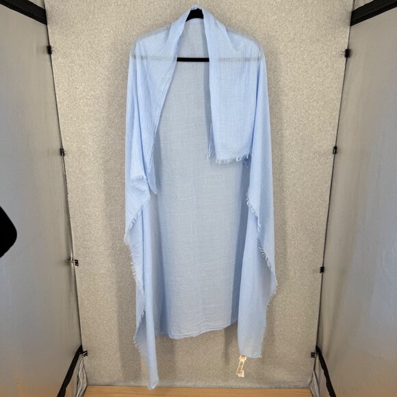 Chicos Alayna Oversized Blanket Oblong Scarf Pale Parisian Blue Lightweight NEW - Picture 2 of 10